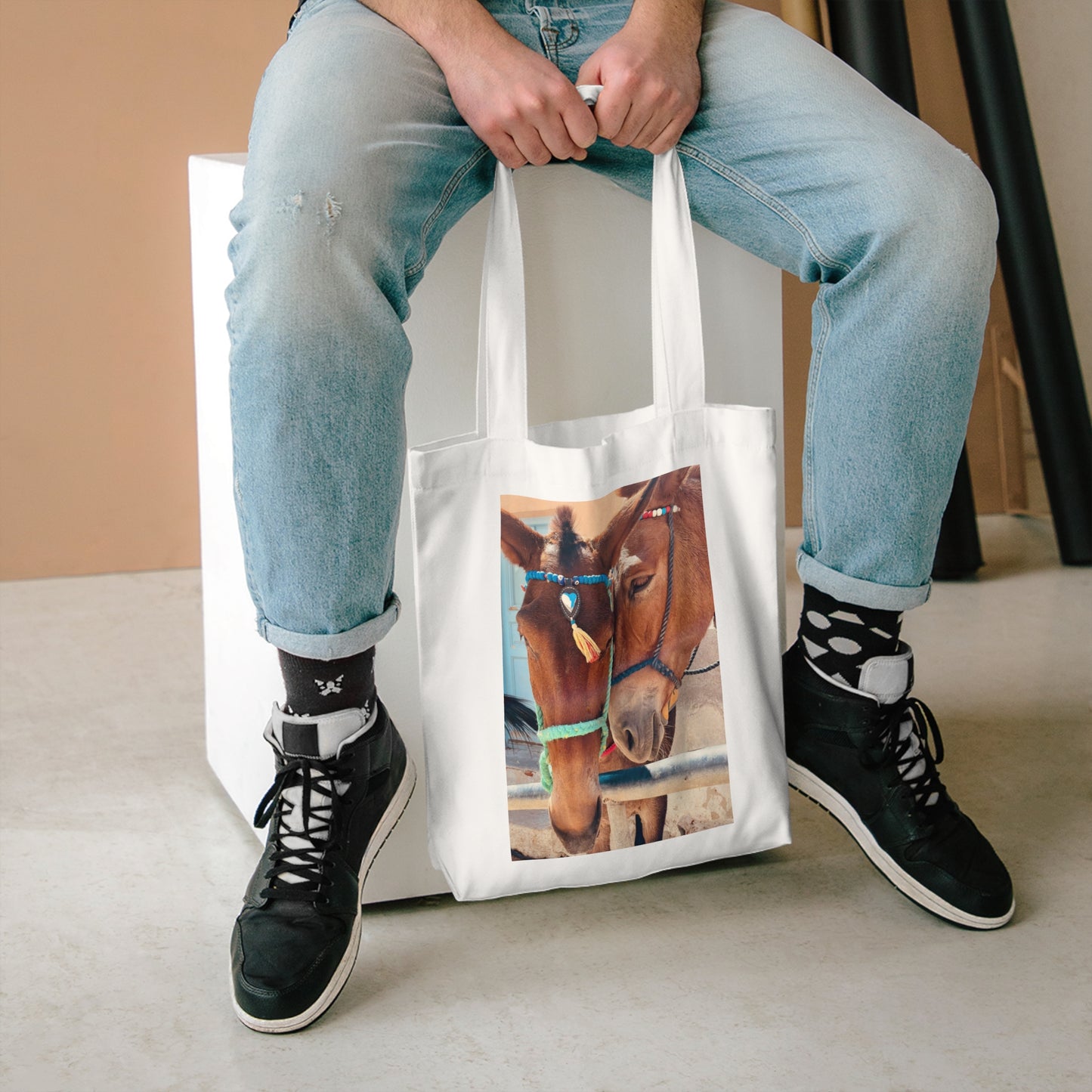 Donkeys of Santorini (Cotton Tote Bag)